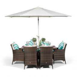 That's Furniture Savannah Rectangular 6 Seater Rattan Patio Dining Set - Brown - thumbnail 7