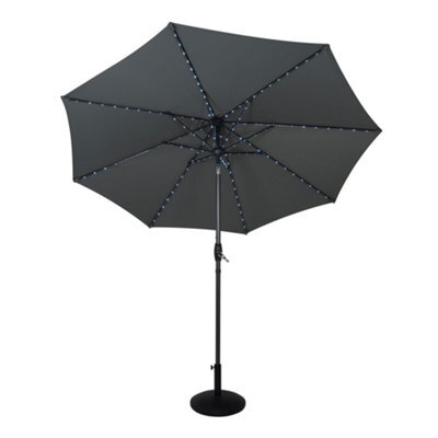 MonsterShop Led Tilt Parasol 2.7M Brey Umbrella With Base Garden Patio Sun Solar Lights - image 1