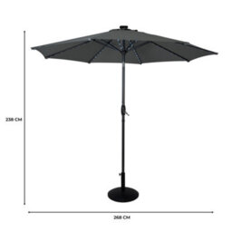 MonsterShop Led Tilt Parasol 2.7M Brey Umbrella With Base Garden Patio Sun Solar Lights - thumbnail 5