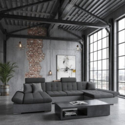 Alia Living Room Sleeper Corner Sofa Polyurethane Foam Wave Spring Wood Frame 360X160X75Cm Light Grey And Dark Grey - thumbnail 1