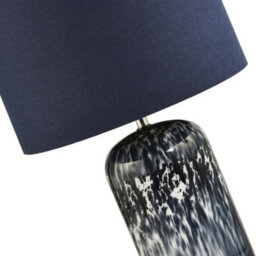 Happy Homewares Modern Navy Blue And Smoked Grey Marble Snowflake Glass Table Lamp With Shade - thumbnail 2
