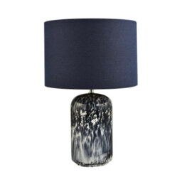 Happy Homewares Modern Navy Blue And Smoked Grey Marble Snowflake Glass Table Lamp With Shade - thumbnail 4