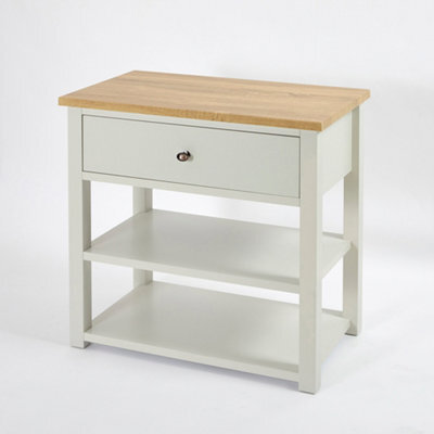 Homestylestore 840mm Antique White And Oak Bathroom Vanity Unit With Bronze Round Handle - image 1