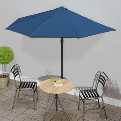 Berkfield Balcony Parasol With Aluminium Pole Blue 300X150X253 Cm Half - image 1