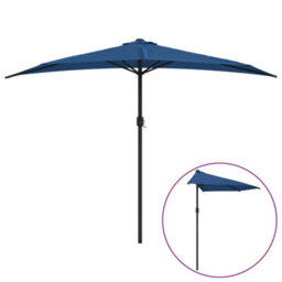 Berkfield Balcony Parasol With Aluminium Pole Blue 300X150X253 Cm Half - thumbnail 2