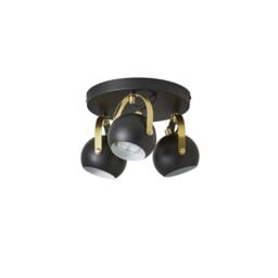 Inlight Azure Matt Black Brass Effect 3 Light Spotlight - thumbnail 5