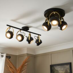 Inlight Azure Matt Black Brass Effect 3 Light Spotlight - thumbnail 6