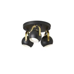 Inlight Azure Matt Black Brass Effect 3 Light Spotlight - thumbnail 4