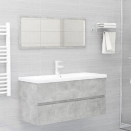 Berkfield Sink Cabinet With Built-In Basin Concrete Grey Engineered Wood - thumbnail 9