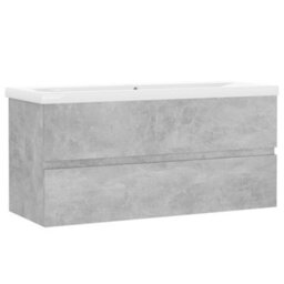 Berkfield Sink Cabinet With Built-In Basin Concrete Grey Engineered Wood - thumbnail 2