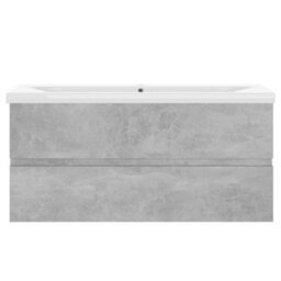 Berkfield Sink Cabinet With Built-In Basin Concrete Grey Engineered Wood - thumbnail 5
