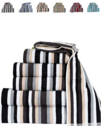 Natural Cotton 2 X Hand Towels Black Threads Combed Stripe Royal Victorian Flossy Stripe Salon