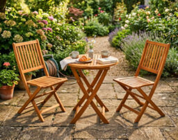 Aspect Furniture Katie 100% Fsc Acacia Wood Folding Garden Balcony 3 Pieces Bistro Set - thumbnail 3