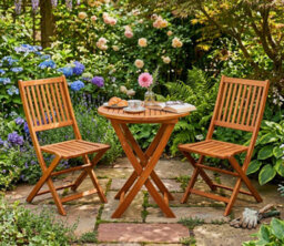 Aspect Furniture Katie 100% Fsc Acacia Wood Folding Garden Balcony 3 Pieces Bistro Set - thumbnail 1