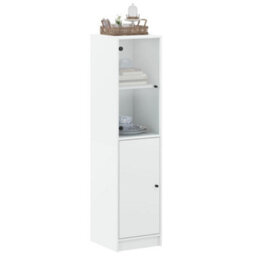 Berkfield Highboard With Glass Door White 35X37X142 Cm - thumbnail 4