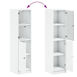 Berkfield Highboard With Glass Door White 35X37X142 Cm - thumbnail 9