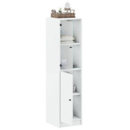 Berkfield Highboard With Glass Door White 35X37X142 Cm - thumbnail 5