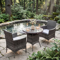 Judas 2 Seater Garden Round Rattan Bistro Set - Rattan Furniture Dining Set - thumbnail 8