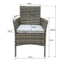 Judas 2 Seater Garden Round Rattan Bistro Set - Rattan Furniture Dining Set - thumbnail 5