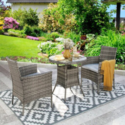 Judas 2 Seater Garden Round Rattan Bistro Set - Rattan Furniture Dining Set - thumbnail 1