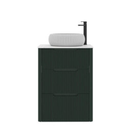 Royal Bathrooms Avenza 600mm Deep Moss Green Floor Standing Countertop Bathroom Vanity Unit 3 Drawer With Milan Basin - thumbnail 6
