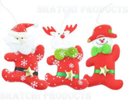 Shatchi 3Pcs Set Handmade  Christmas Tree Hanging Xmas Home Decor Stocking Fillers - thumbnail 4
