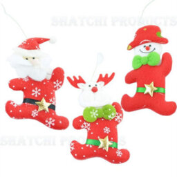 Shatchi 3Pcs Set Handmade  Christmas Tree Hanging Xmas Home Decor Stocking Fillers - thumbnail 1