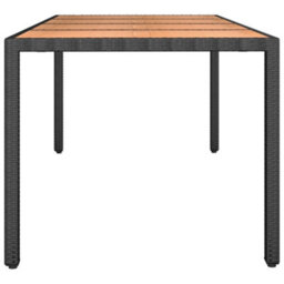 Berkfield Garden Table With Wooden Top Black Poly Rattan&solid Wood Acacia - thumbnail 4