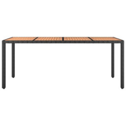 Berkfield Garden Table With Wooden Top Black Poly Rattan&solid Wood Acacia - thumbnail 3