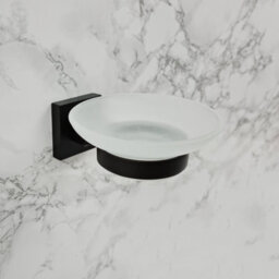 Soap Holder Black Glass Dish & Holder Modern Designer Bathroom Wall Mounted Accessory - thumbnail 1