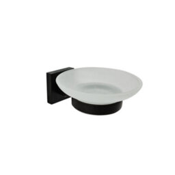 Soap Holder Black Glass Dish & Holder Modern Designer Bathroom Wall Mounted Accessory - thumbnail 2