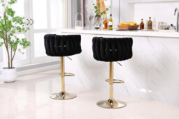 Hygrad Built to Survive Pair Of Velvet Bar Stools Luxury Breakfast Bar Stool Kitchen 360 Degree Swivel - thumbnail 2