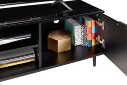 MMT Funiture Designs Black Tv Stand For Smart Tv, 140Cm High Gloss Tv Stand Cabinet With Tall Legs - thumbnail 6