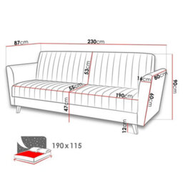 Vinti 3 Seater Fabric Sofa Bed With Storage Compartment Fold Out Sleeping Function Modern Living Room Design Yellow - thumbnail 3