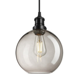 Industville Brooklyn Glass Globe Pendant - 9 Inch, Mocha Glass Shade, Black Pendant Holder - thumbnail 1