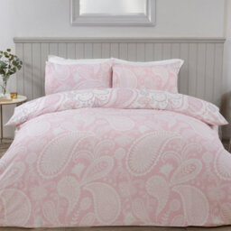 Smart Living Luxury Reversible Polycotton Easy Care Bedding Quilt Cover, Textured Duvet Cover Set, Bed Covers - Paisley - thumbnail 2