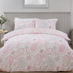Smart Living Luxury Reversible Polycotton Easy Care Bedding Quilt Cover, Textured Duvet Cover Set, Bed Covers - Paisley - thumbnail 1