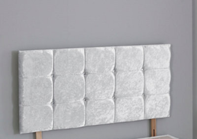 Comfy Deluxe 2Ft6 Small Single 26Inch     Whitecrush Velvet  Cube Headboard