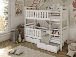Arte Modern Wooden Bunk Bed Monika With Storage In White With Bonnell Mattresses - thumbnail 5