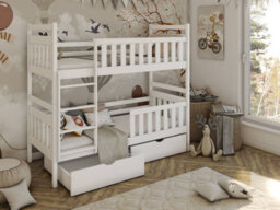 Arte Modern Wooden Bunk Bed Monika With Storage In White With Bonnell Mattresses - thumbnail 4