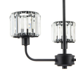 Happy Homewares Modern Black Ceiling Light Fitting With Clear Crystal Glass Rods On Three Shades - thumbnail 3