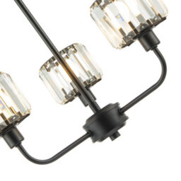 Happy Homewares Modern Black Ceiling Light Fitting With Clear Crystal Glass Rods On Three Shades - thumbnail 4