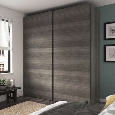 GoodHome Atomia Matt Grey Oak Effect Sliding Wardrobe Door Pack Of 4 (H)560mm (W)737mm - image 1