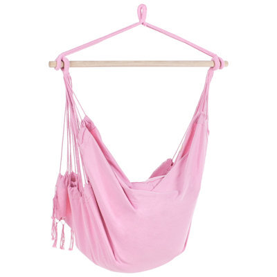 Wyld And Coco Boholux Hanging Hammock Chair Pink Cotton-Polyester Indoor Outdoor W95 X D55 X H125Cm - image 1