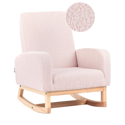 Beliani Kids Rocking Chair Norby Boucle Pastel Pink - image 1
