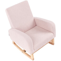 Beliani Kids Rocking Chair Norby Boucle Pastel Pink - thumbnail 7