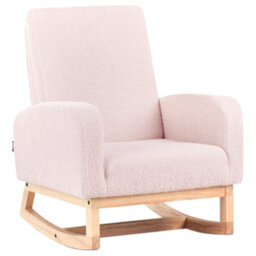 Beliani Kids Rocking Chair Norby Boucle Pastel Pink - thumbnail 4