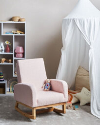 Beliani Kids Rocking Chair Norby Boucle Pastel Pink - thumbnail 2