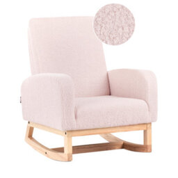 Beliani Kids Rocking Chair Norby Boucle Pastel Pink - thumbnail 1
