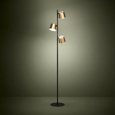 Eglo Altamira Floor Lamp, Black & Brass Standing Light With 3 Gu10 Warm White Leds, 158.5Cm - image 1